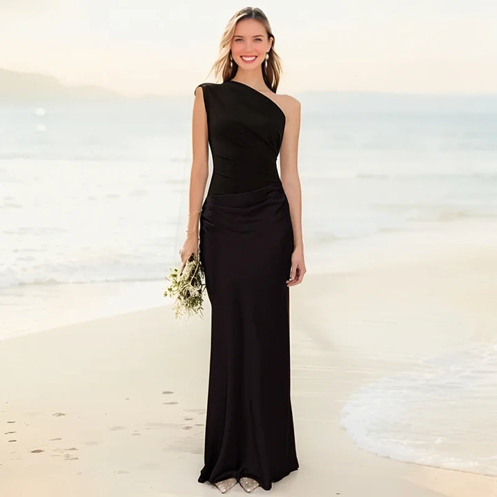 Sofie - One-Shoulder Satin Maxi Dress
