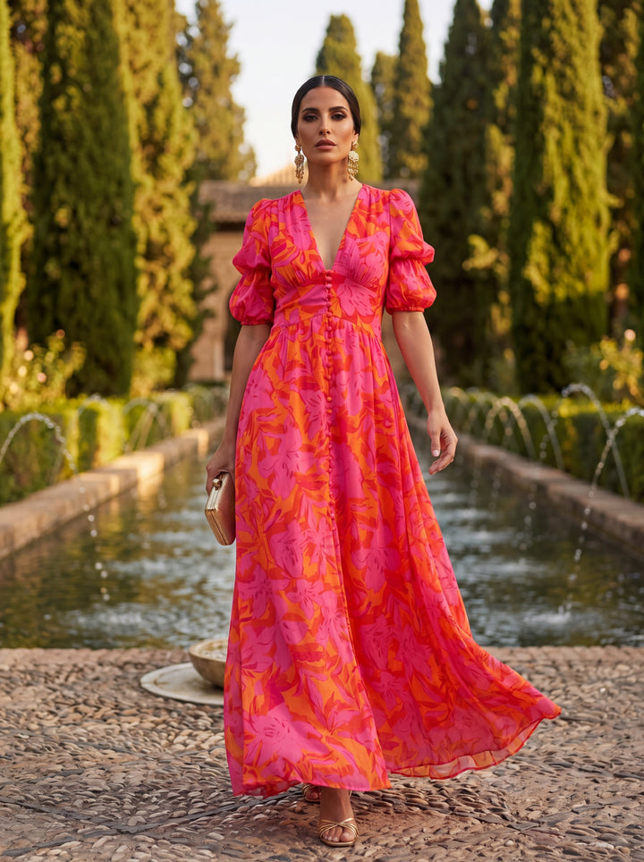 Laina - Flowing V-Neck Maxi Dress