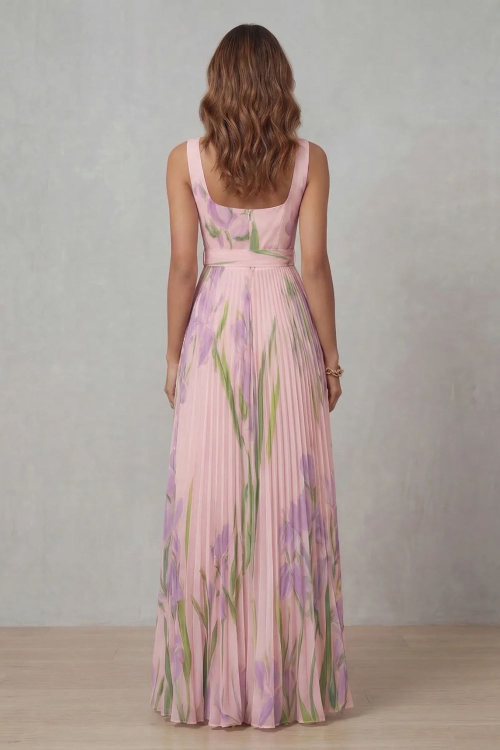 Coleen - Watercolor Floral Pleated Maxi Dress