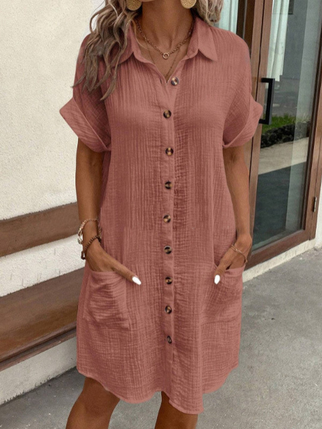 Lena - Oversized fabric polo dress