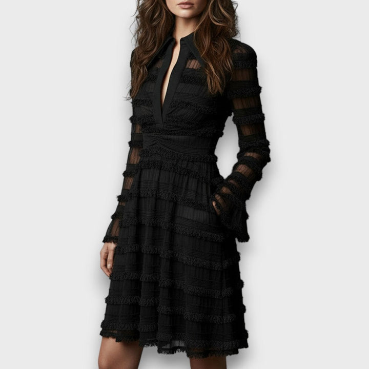 Issa - Sheer Fringe Midi Dress