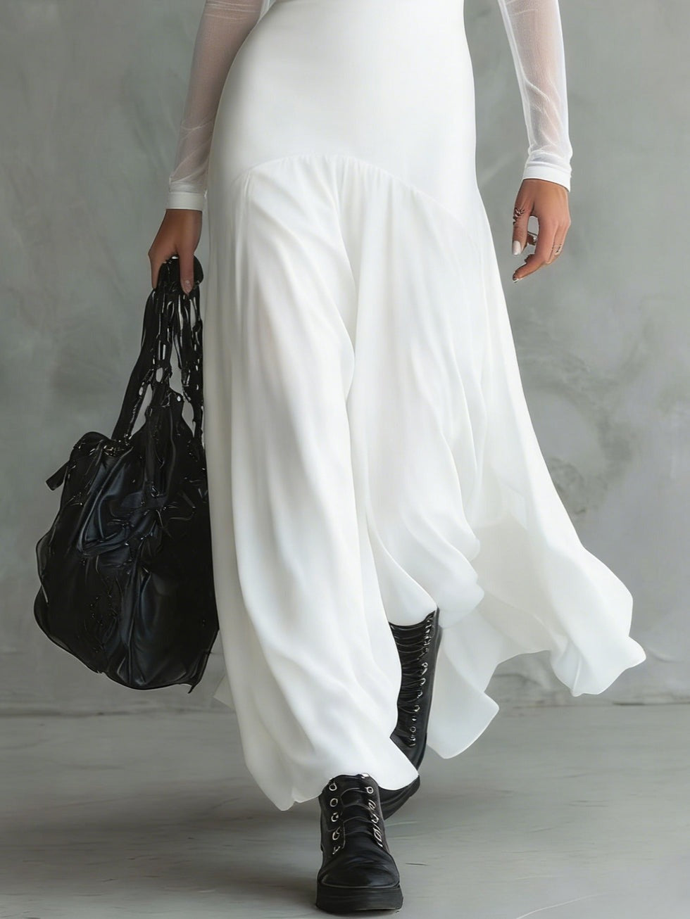 Elina – Ethereal Black Tulle Maxi Dress