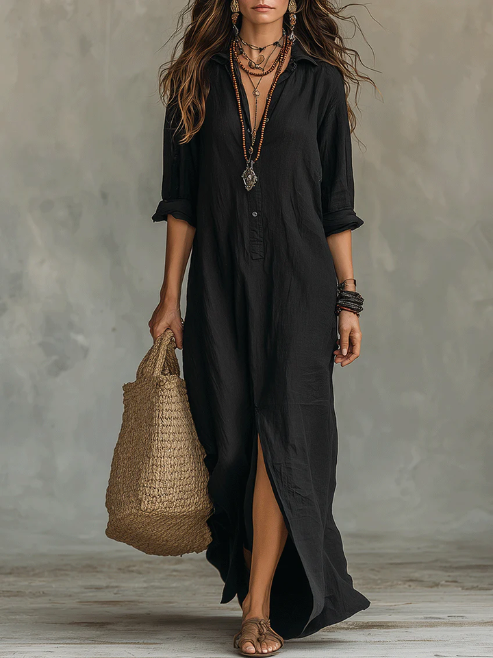 Celine – Flowing Black Maxi Dress