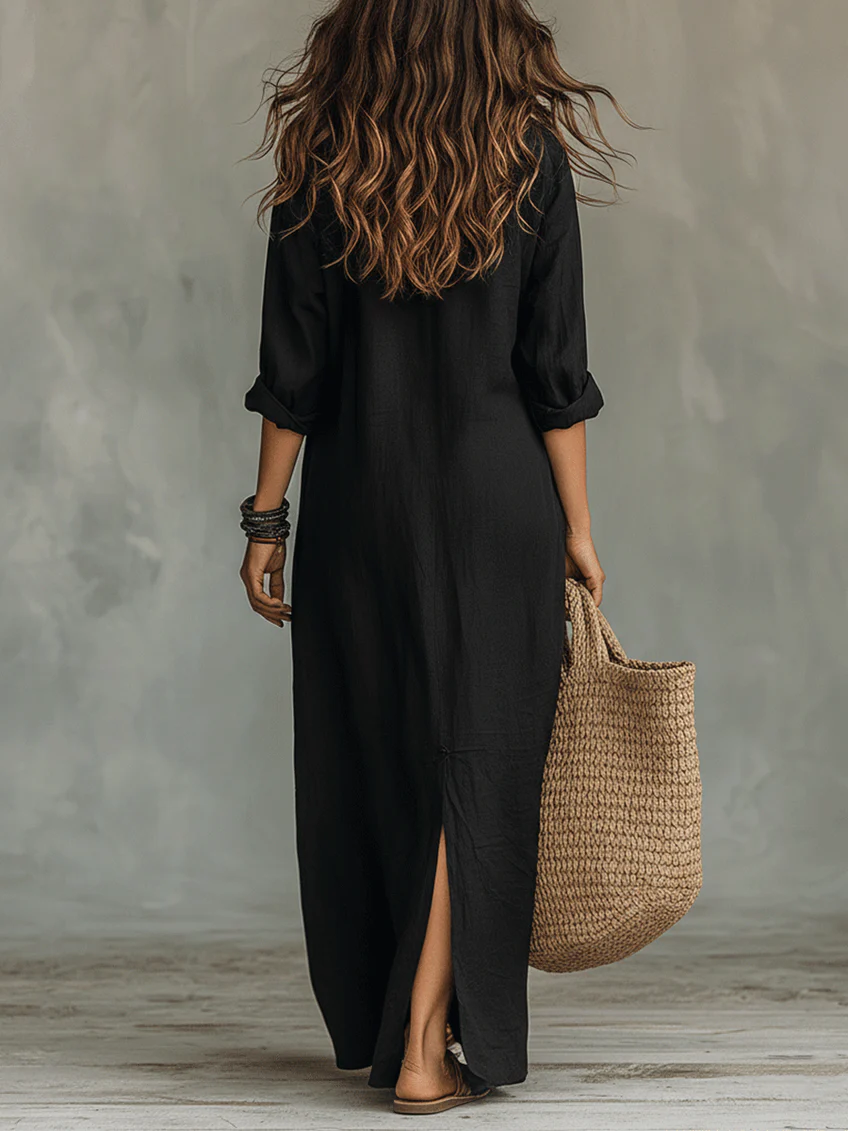 Celine – Flowing Black Maxi Dress