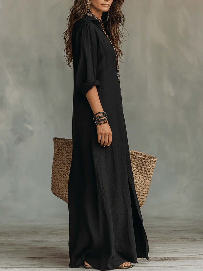 Celine – Flowing Black Maxi Dress
