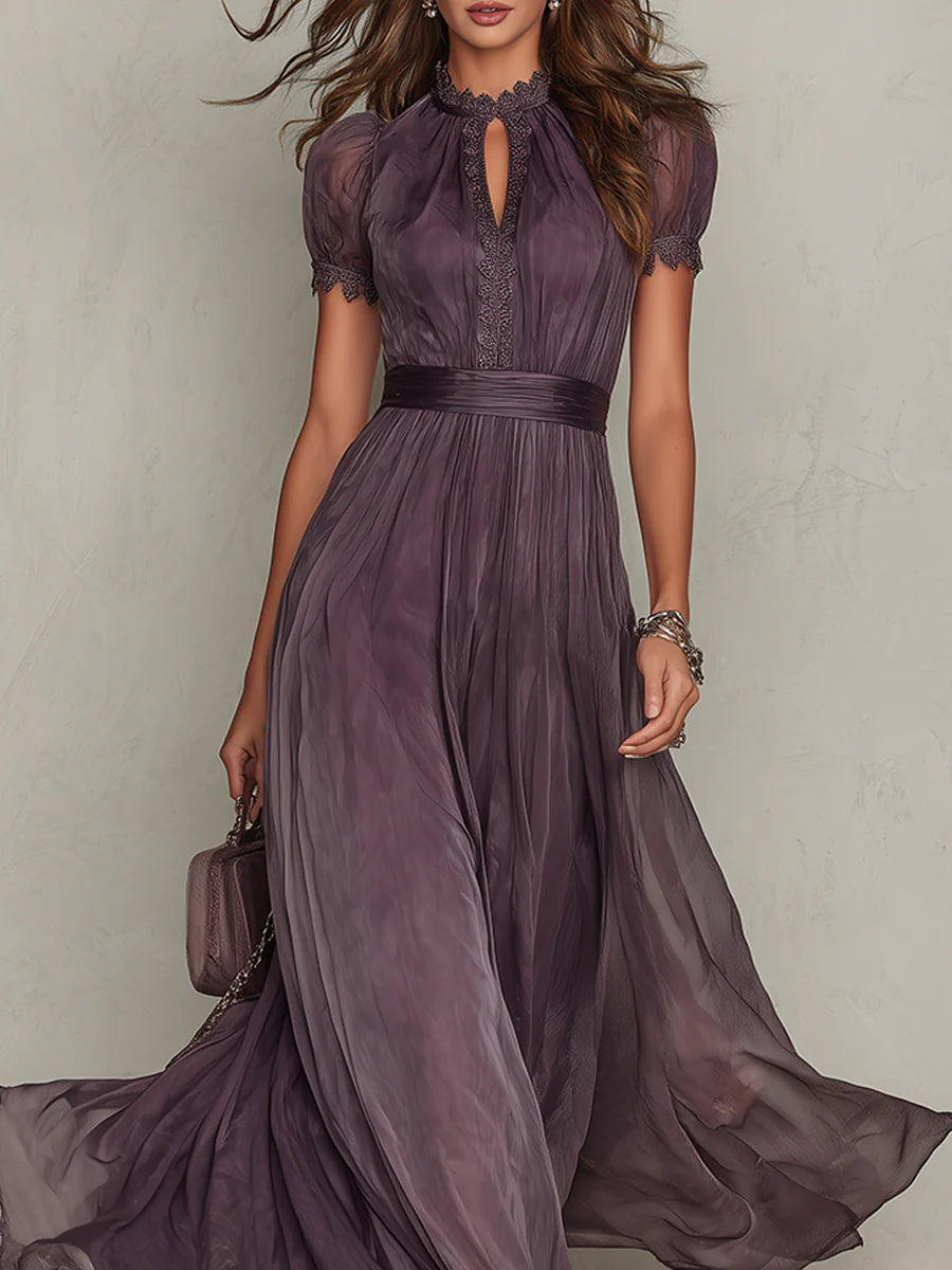Sharon - Purple Chiffon Maxi Dress