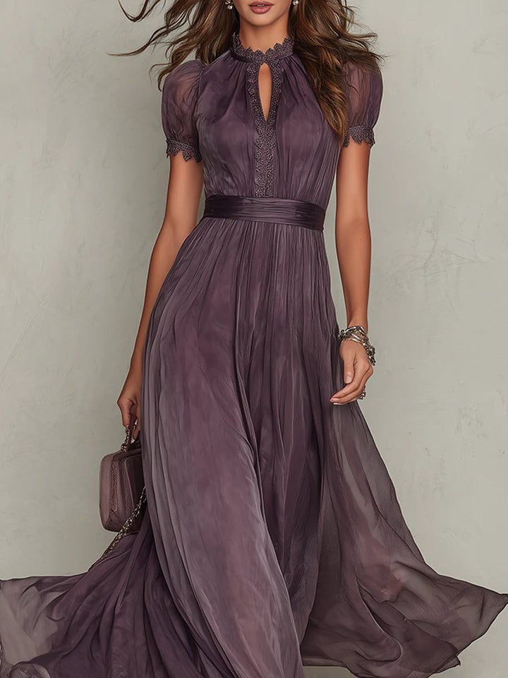 Sharon - Purple Chiffon Maxi Dress