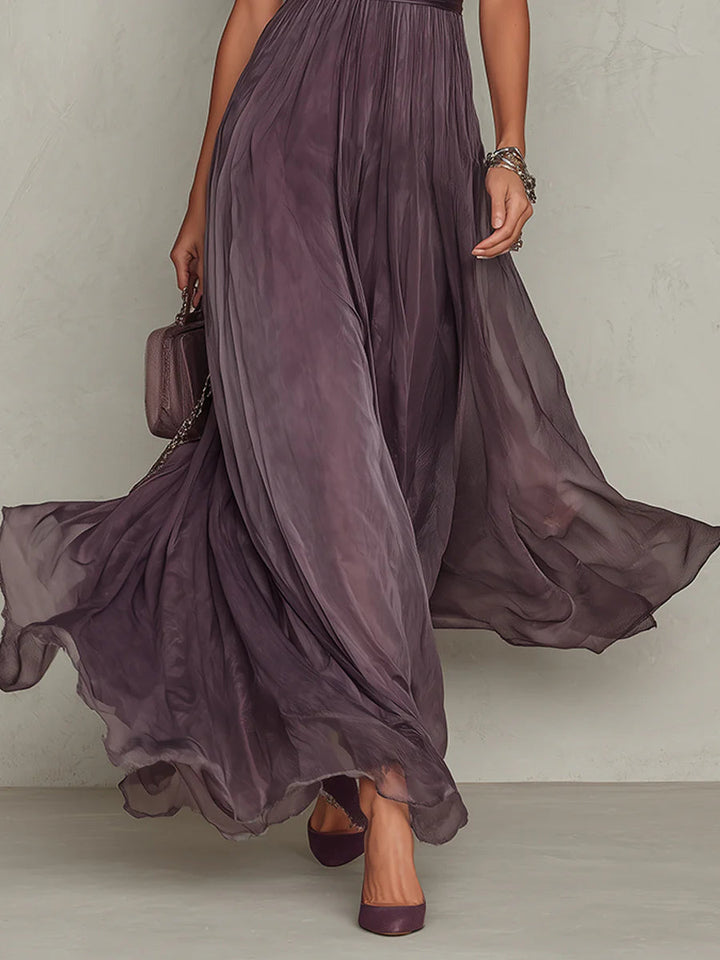 Sharon - Purple Chiffon Maxi Dress