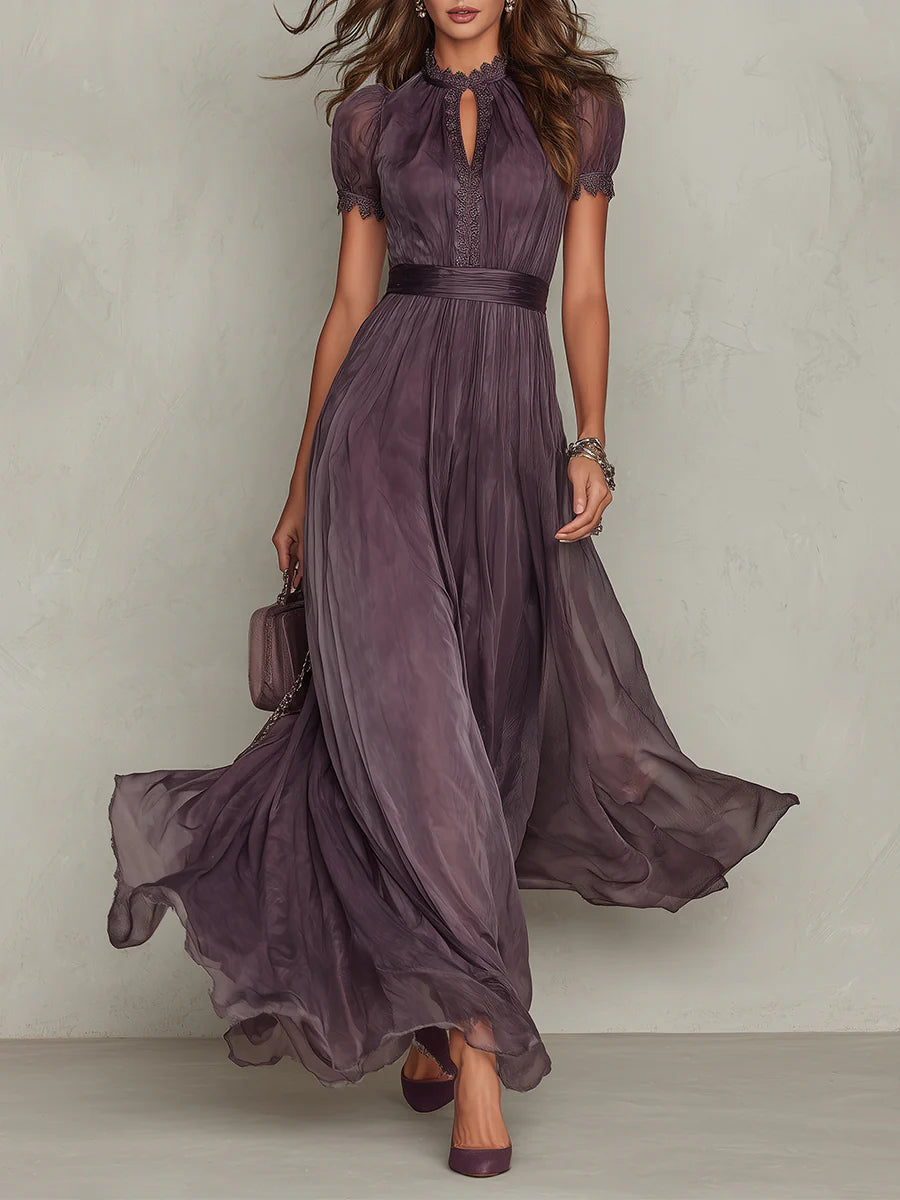 Sharon - Purple Chiffon Maxi Dress