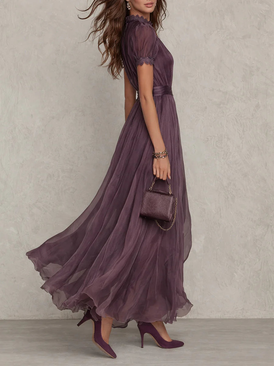 Sharon - Purple Chiffon Maxi Dress