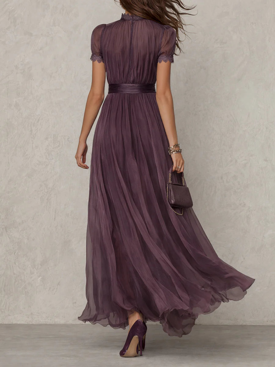 Sharon - Purple Chiffon Maxi Dress