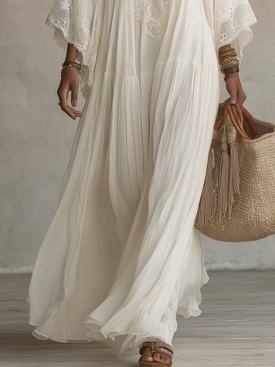 Cailley - White V-Neck Maxi Dress