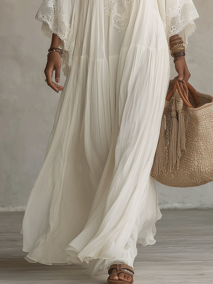 Cailley - White V-Neck Maxi Dress