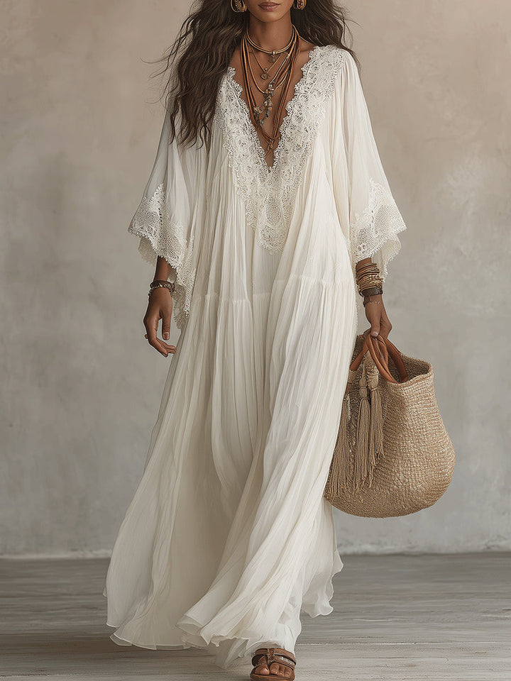 Cailley - White V-Neck Maxi Dress