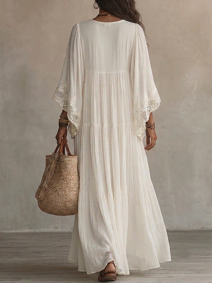 Cailley - White V-Neck Maxi Dress