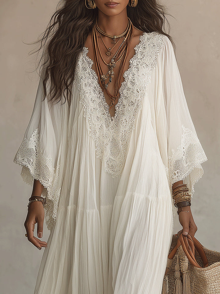 Cailley - White V-Neck Maxi Dress