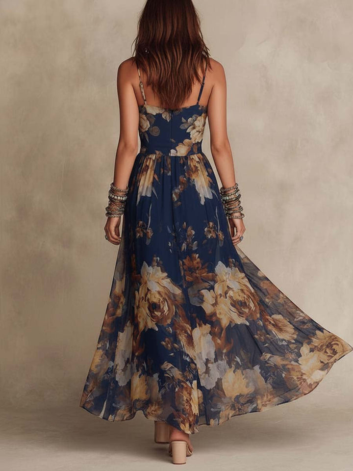 Miane - Floral Maxi Dress with Straps