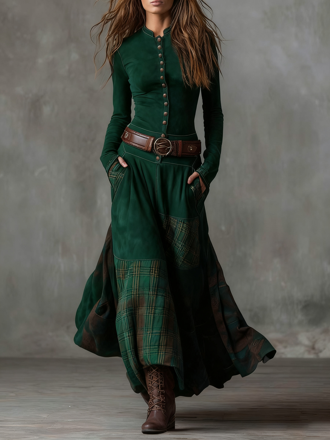 Jill – Suede-Effect Maxi Dress With Belt
