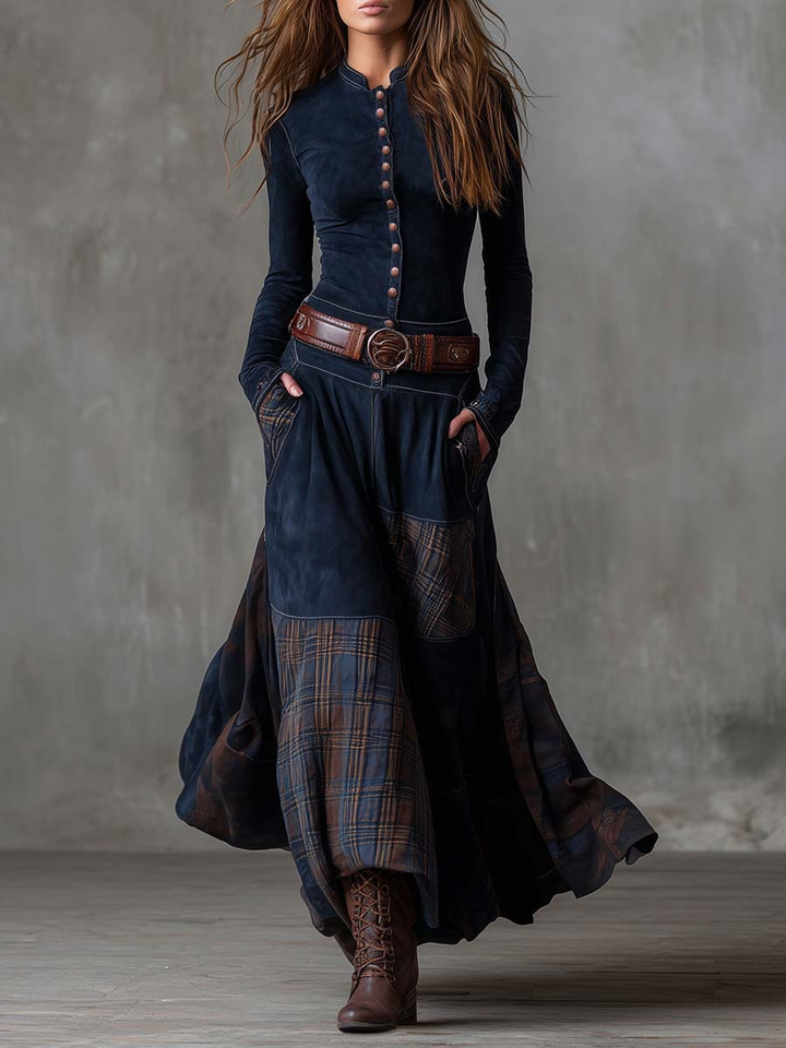 Jill – Suede-Effect Maxi Dress With Belt