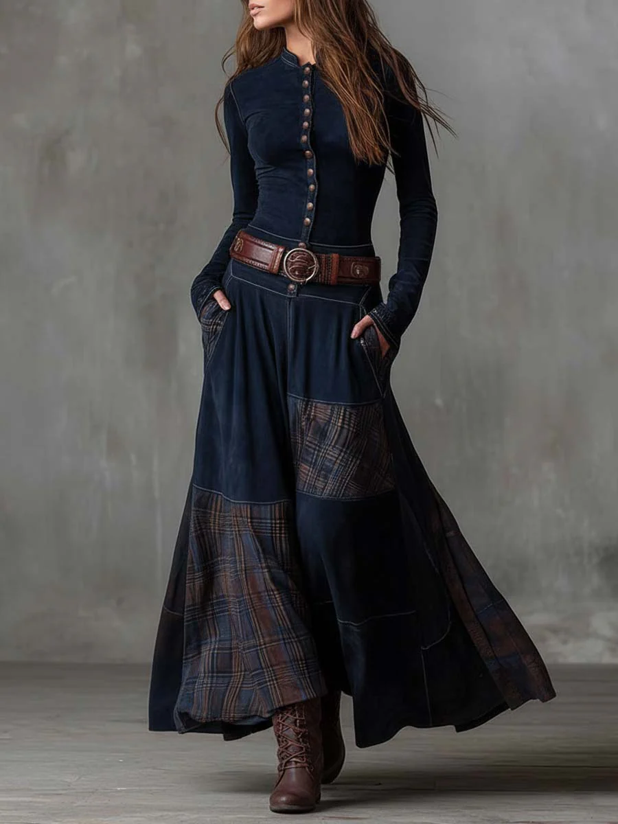 Jill – Suede-Effect Maxi Dress With Belt