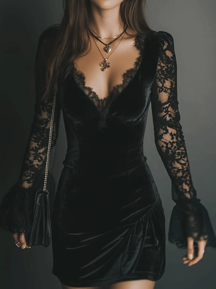 Vanie – Velvet and Lace Mini Dress
