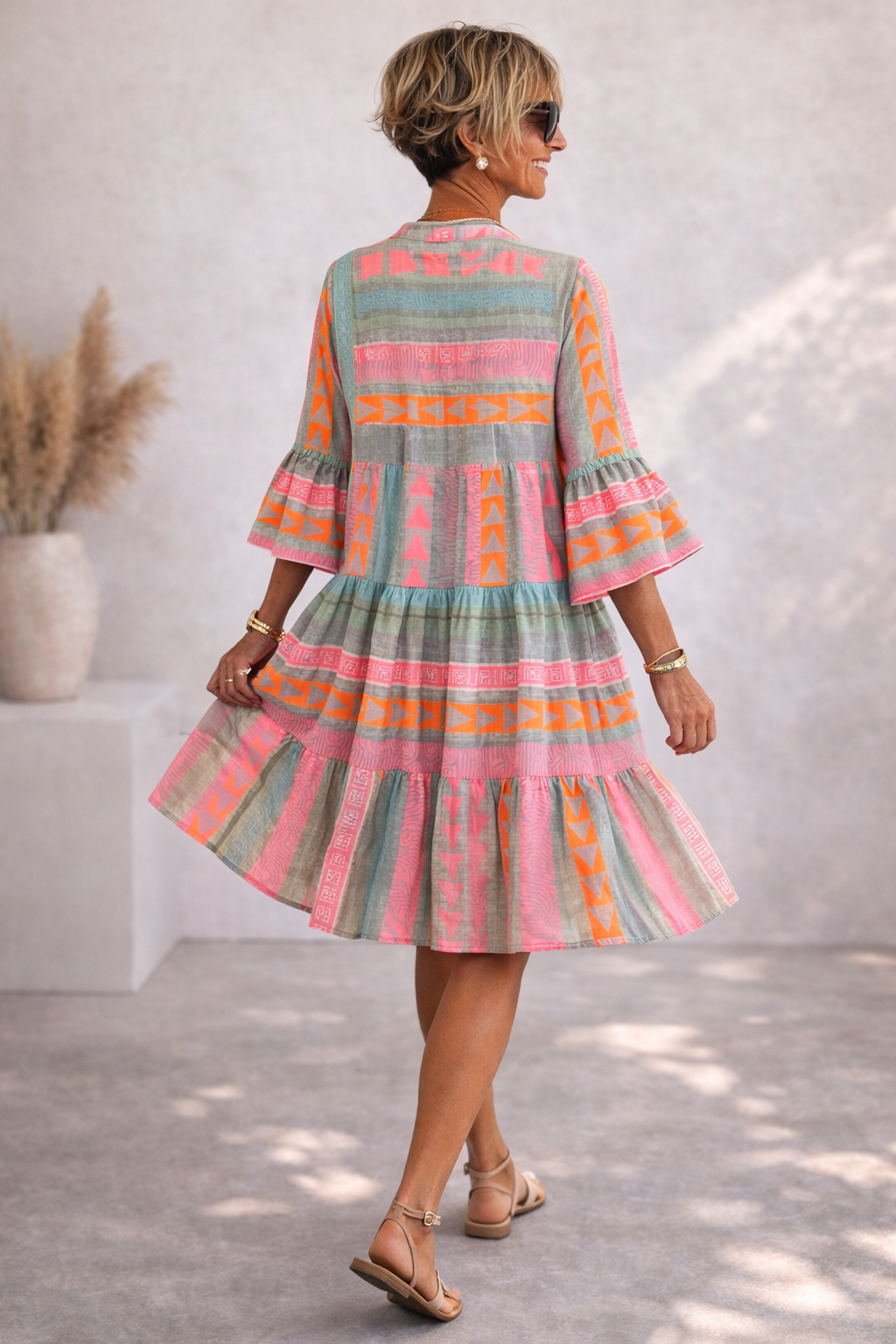 Gaile - Patterned Flowing Midi Dress