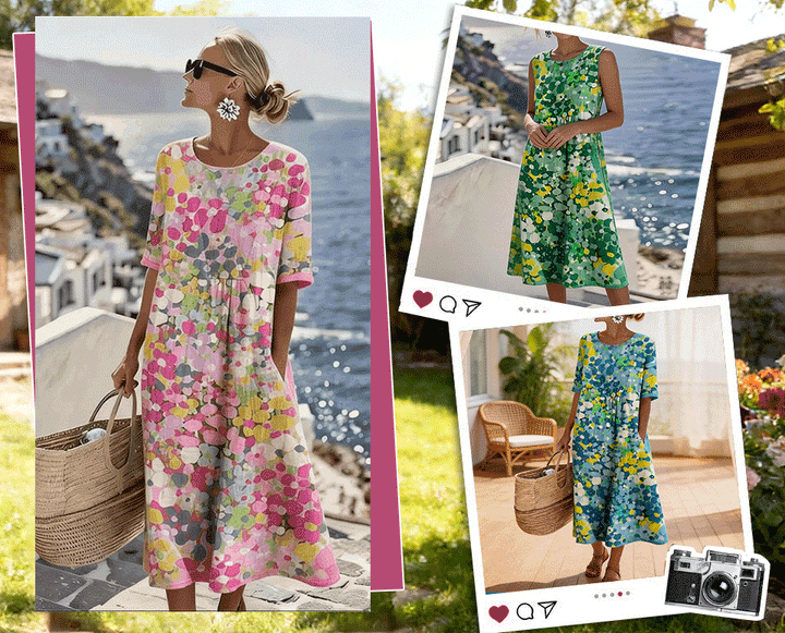 Herra – Watercolor Floral Midi Dress