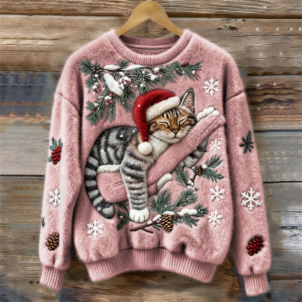 Maela – Cozy Christmas Sweater with Kitten