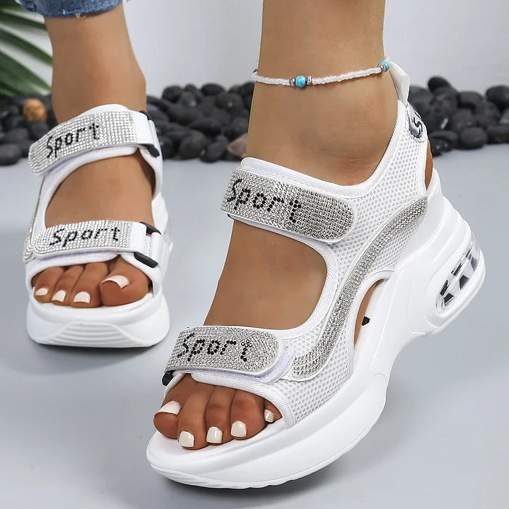 Riane - Orthopedic Platform Sandals with Crystal Details