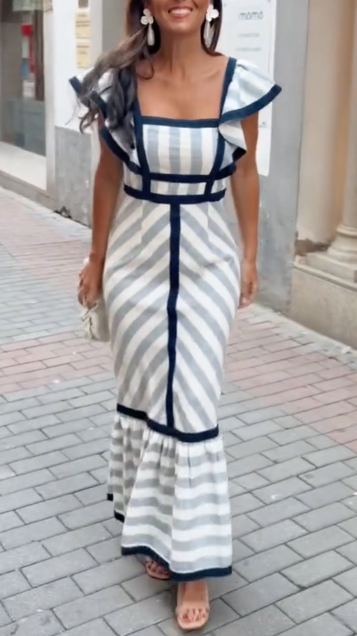 Flora - Flowing Retro Striped Maxi Dress