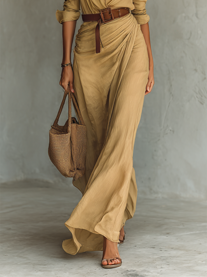 Conie – Long Maxi Dress with Lapel Collar