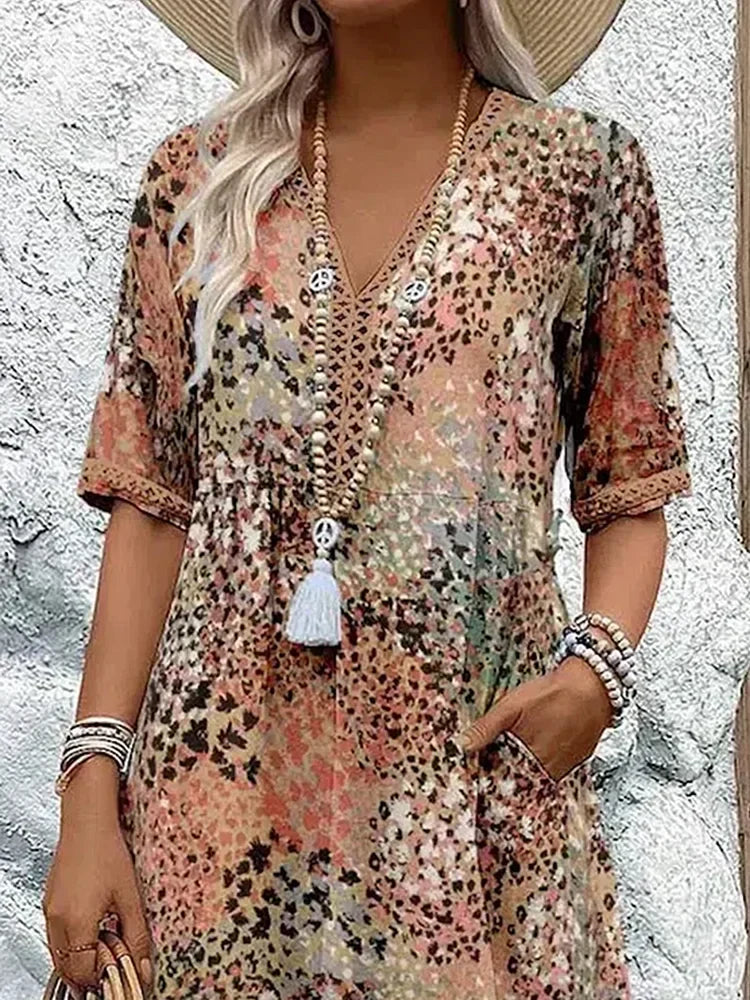 Riley – Lightweight Midi Dress with V-Neckline
