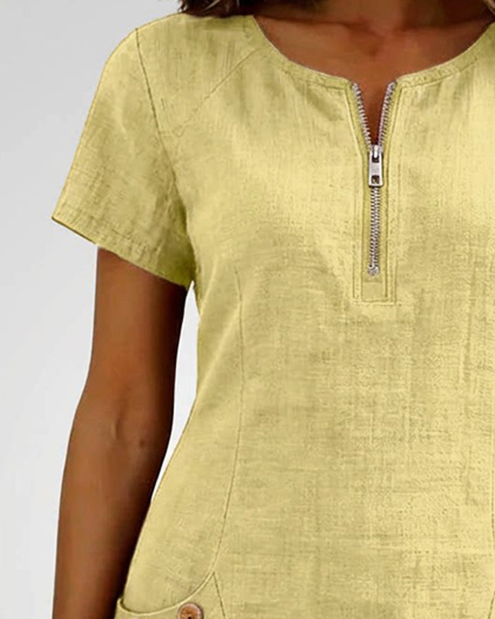 Vania - Cotton Dress with Zip Pocket