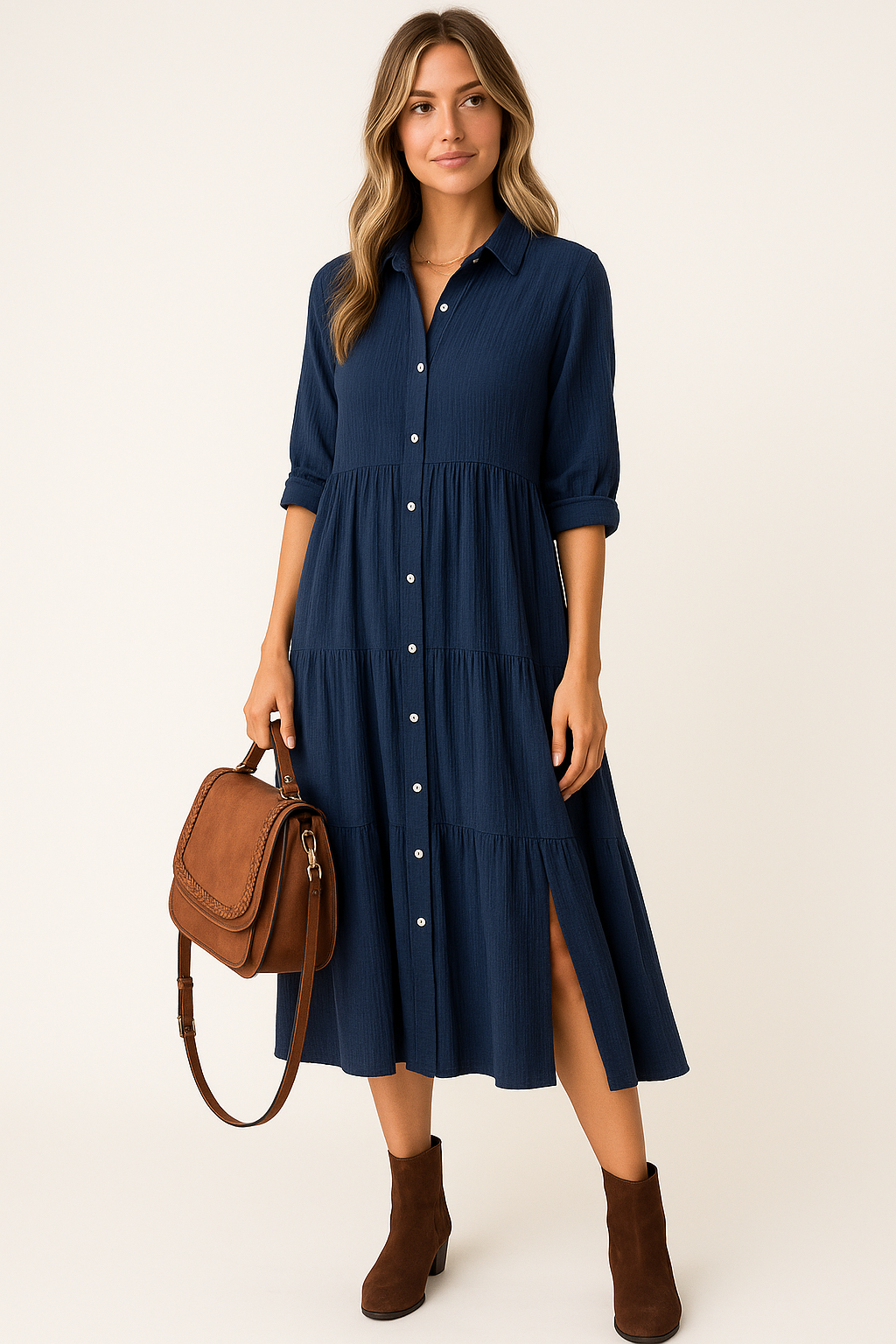 Lena - Luxurious ruffled shirt dress