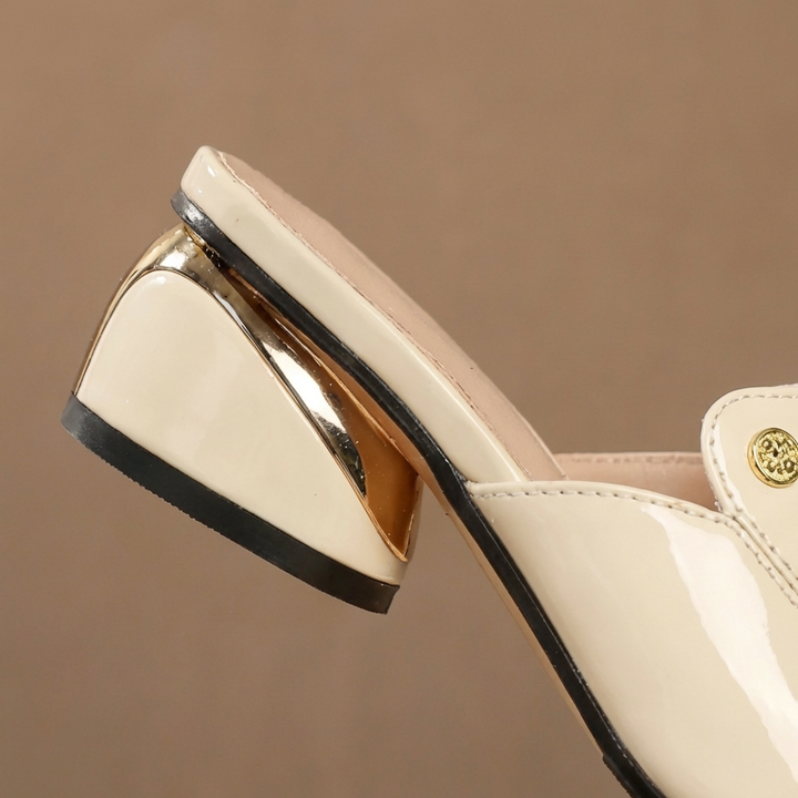 Gabriela - Glossy Leather Slide Sandals