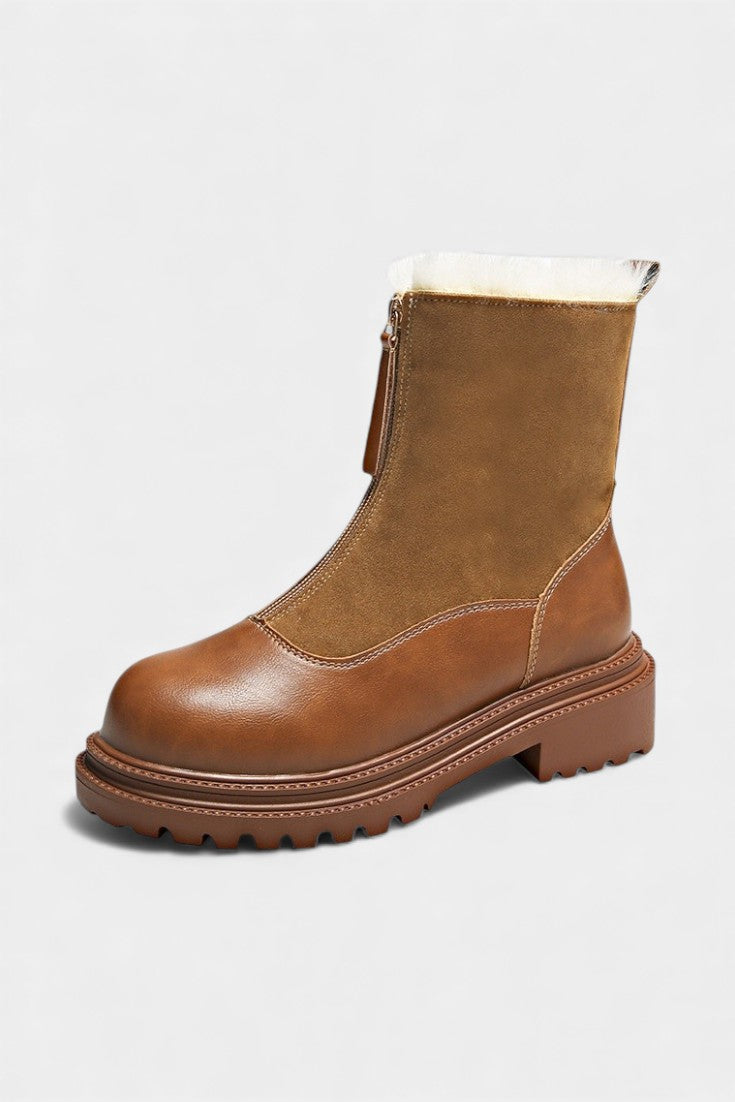 Gertrud Cleated Sole Boots with Faux Fur Trim