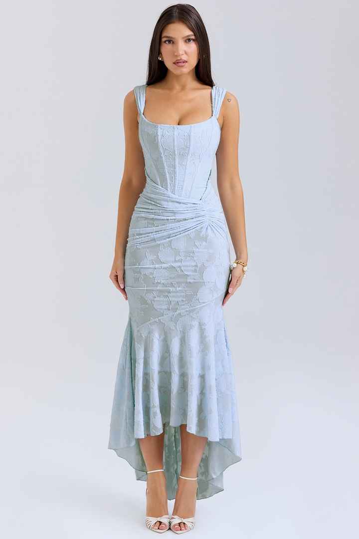 Noemi - Lace and Draped Maxi Dress