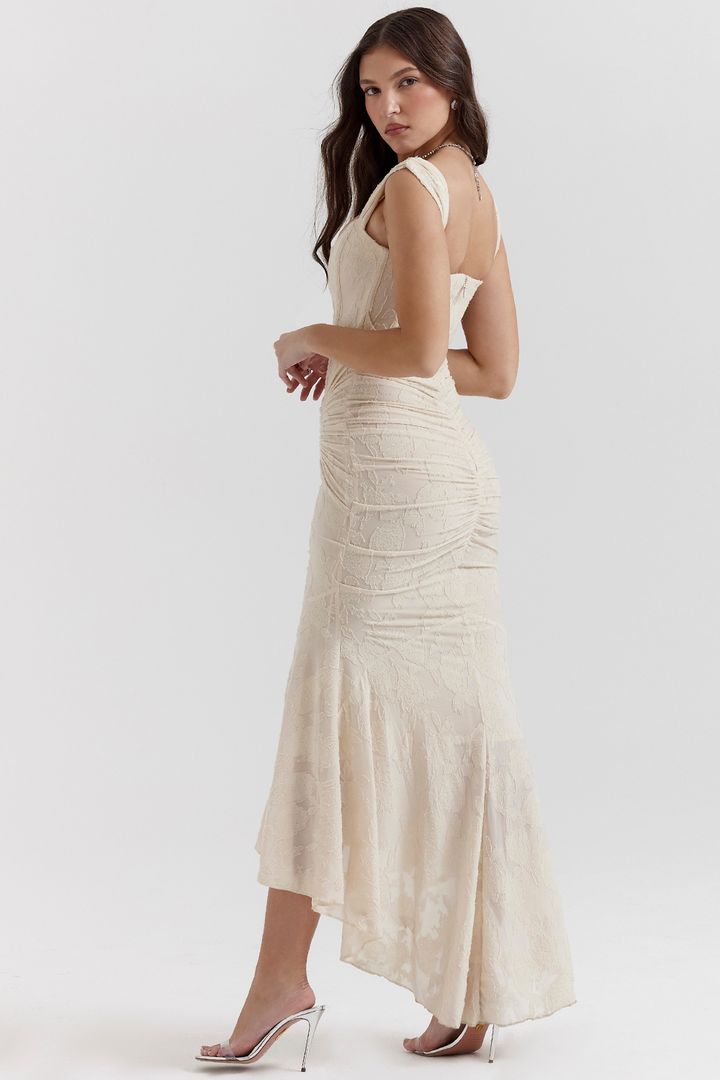 Noemi - Lace and Draped Maxi Dress