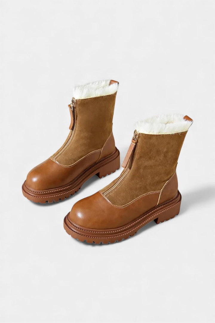 Gertrud Cleated Sole Boots with Faux Fur Trim