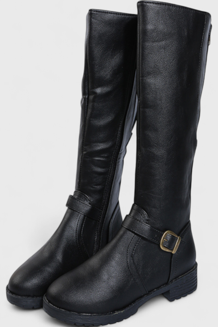 Sienna Buckled High Boots with Zipper Closure