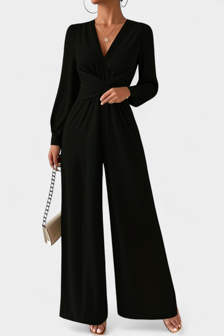 Eudora Chic V-Neck Tailored Jumpsuit