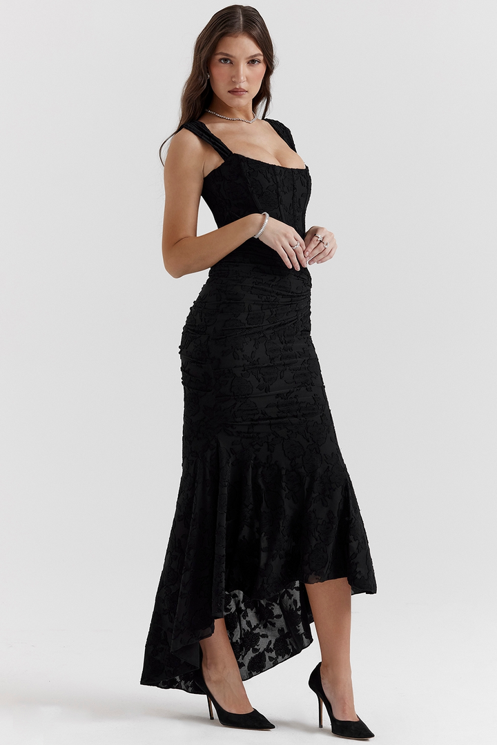 Noemi - Lace and Draped Maxi Dress