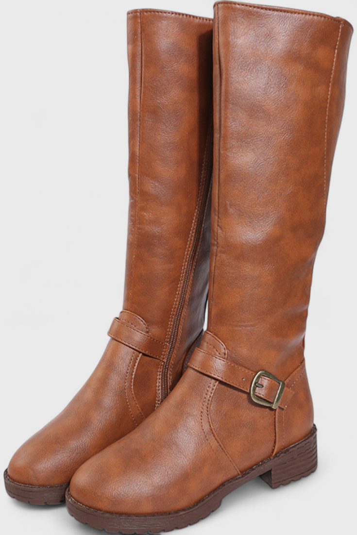 Sienna Buckled High Boots with Zipper Closure