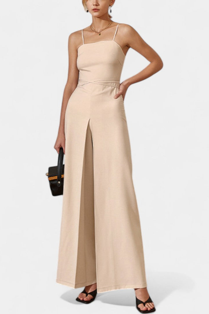 Lindsey Strapless Wide Leg Jumpsuit with Tied Waist