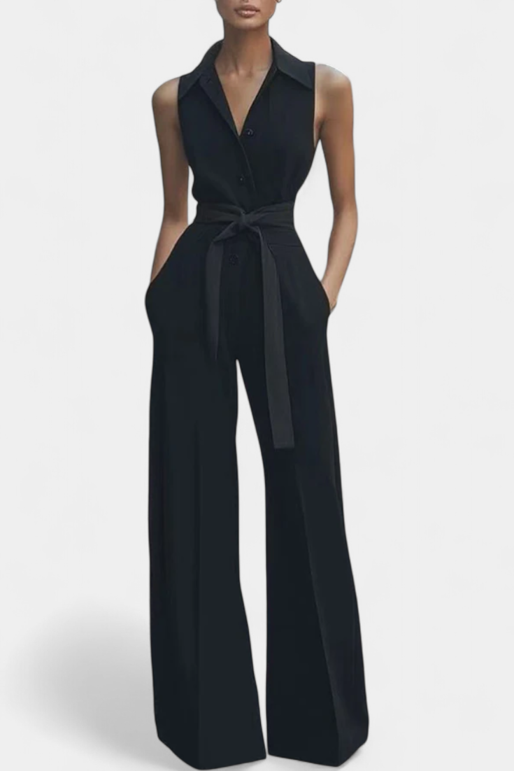 Ariella Structured Lapel Casual Jumpsuit