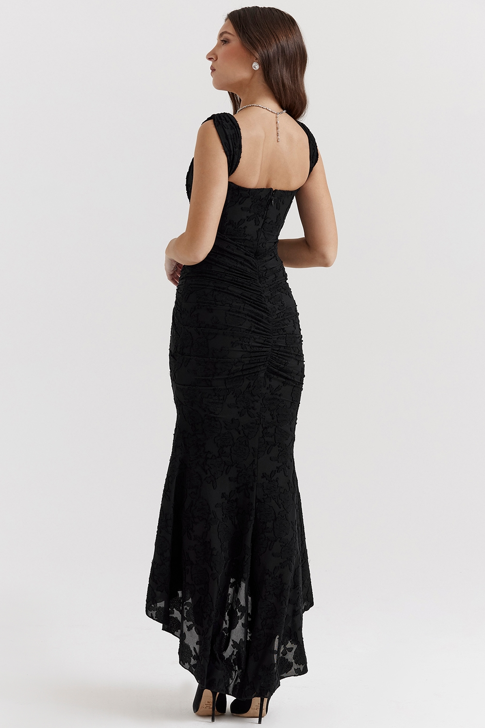Noemi - Lace and Draped Maxi Dress