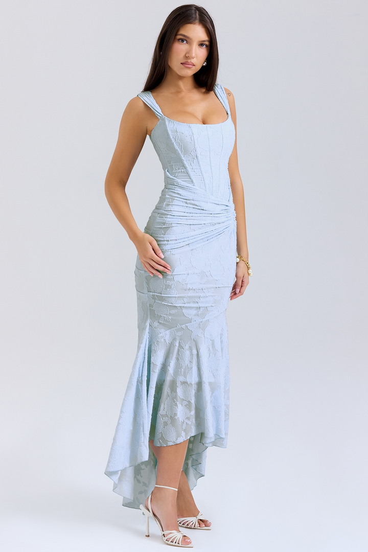 Noemi - Lace and Draped Maxi Dress