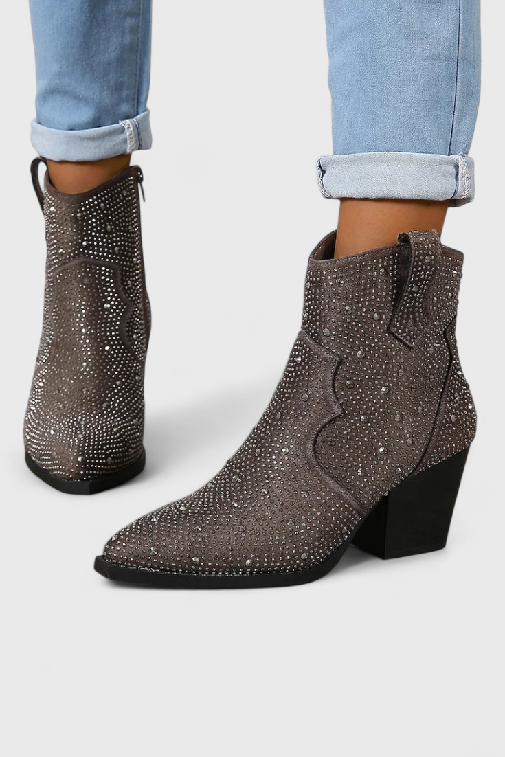 Berenice Zippered Patchwork Boots with Durable Sole