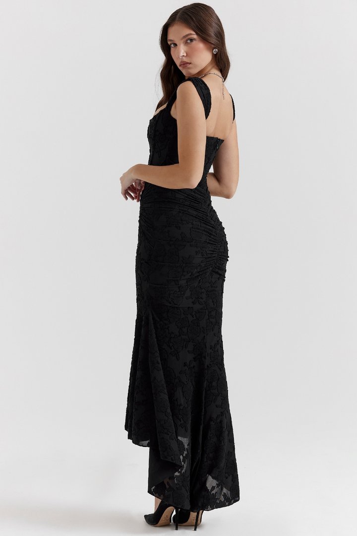 Noemi - Lace and Draped Maxi Dress