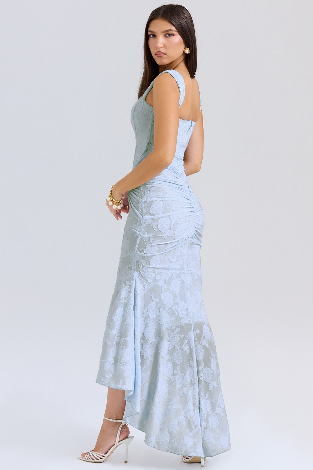 Noemi - Lace and Draped Maxi Dress
